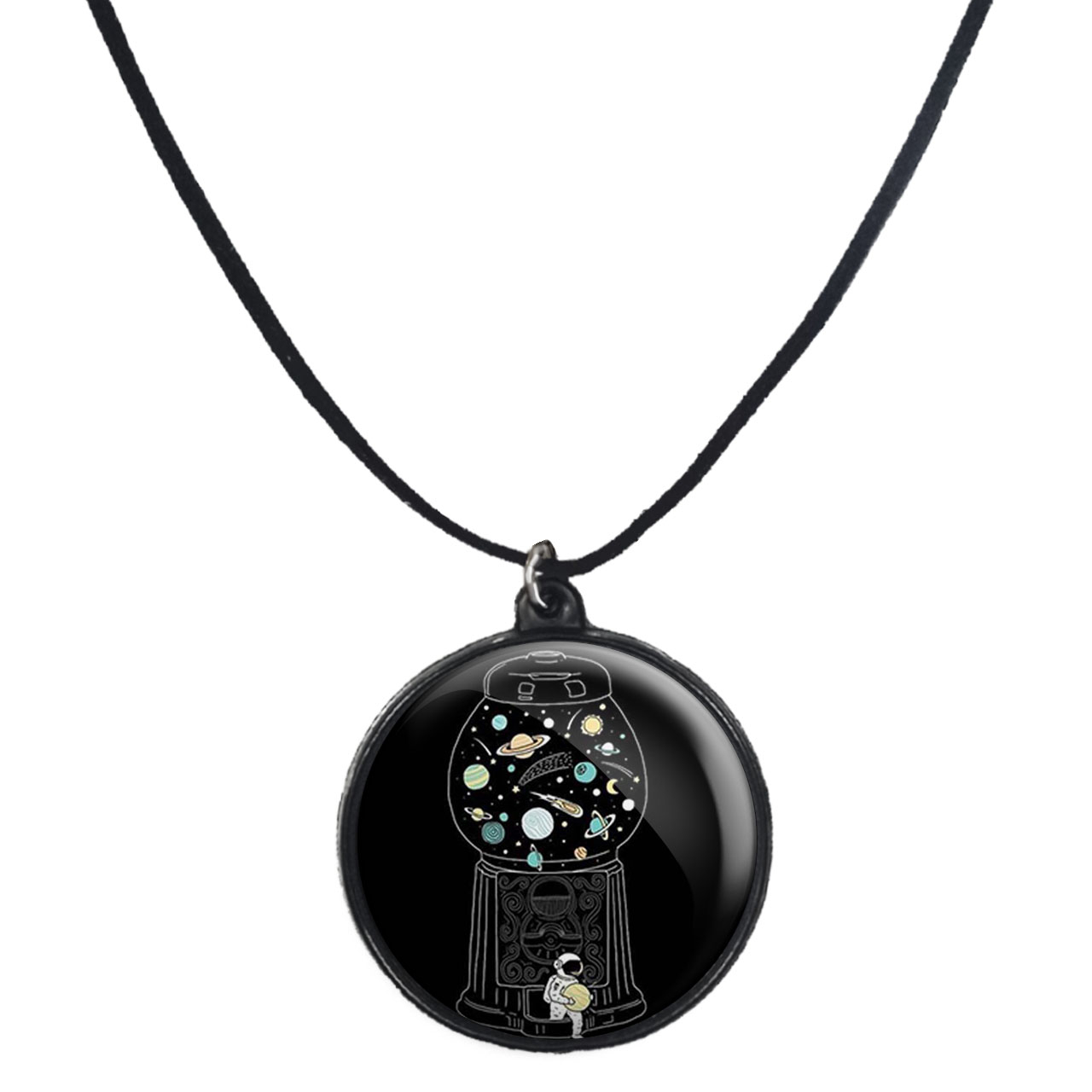 گردنبند پرمانه طرح فضانورد کد pmb.10414 مدل دو طرفه