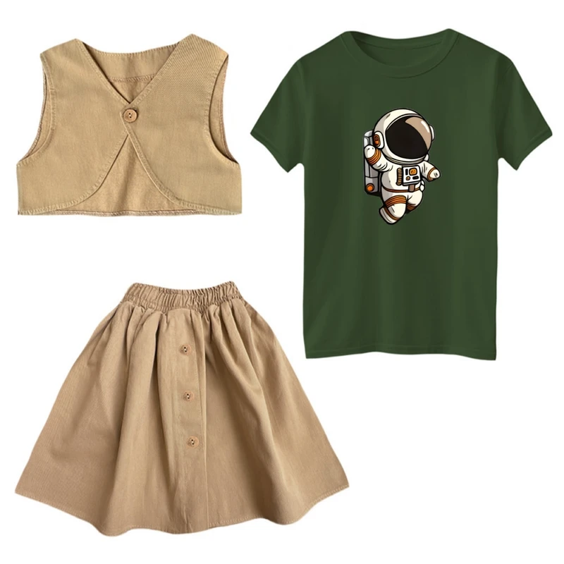 ست 3 تکه لباس دخترانه مدل فضانورد کد ۹