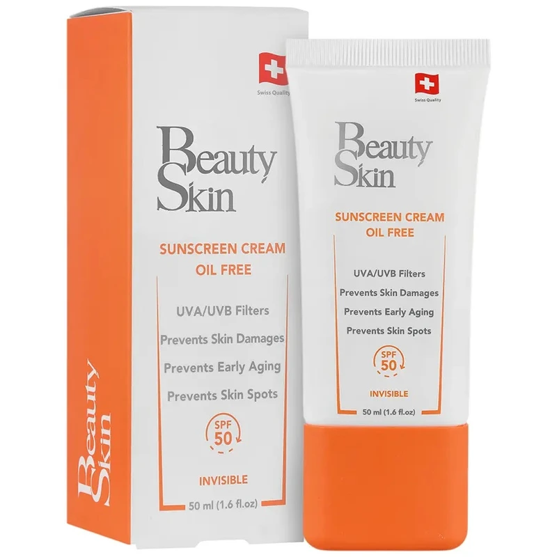 کرم ضد آفتاب بدون رنگ بی اس بیوتی اسکین SPF 50 مدل OF-IN مناسب برای پوست های چرب حجم 50 میلی‌لیتر