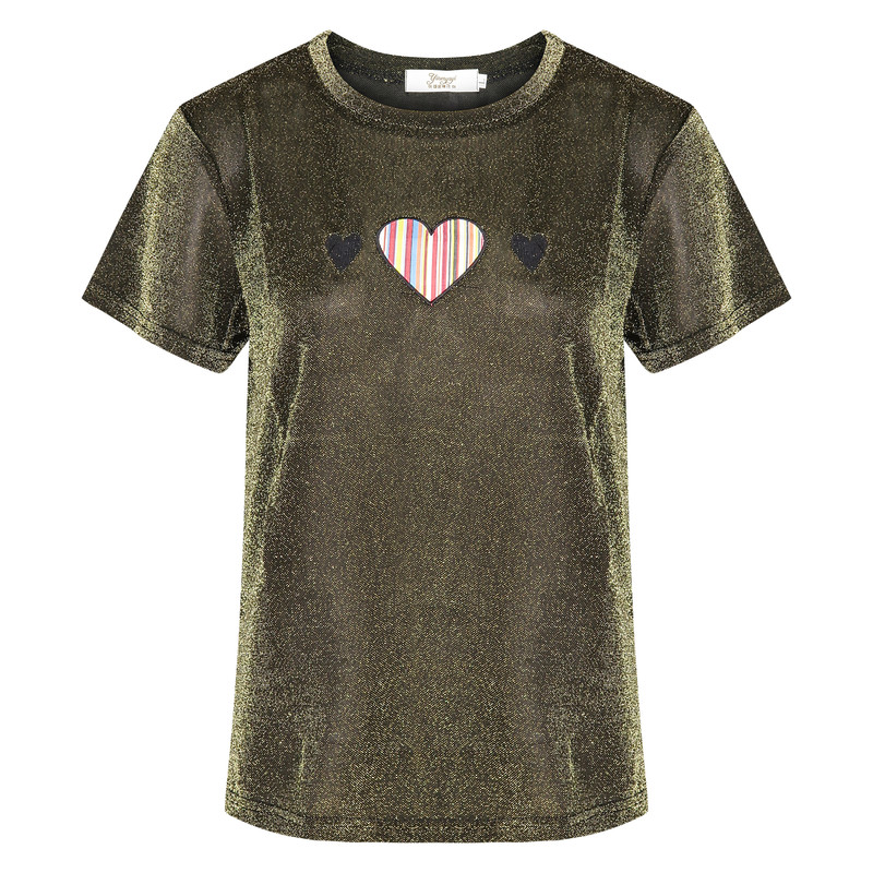 بلوز آستین کوتاه زنانه مدل قلب شاینی لمه