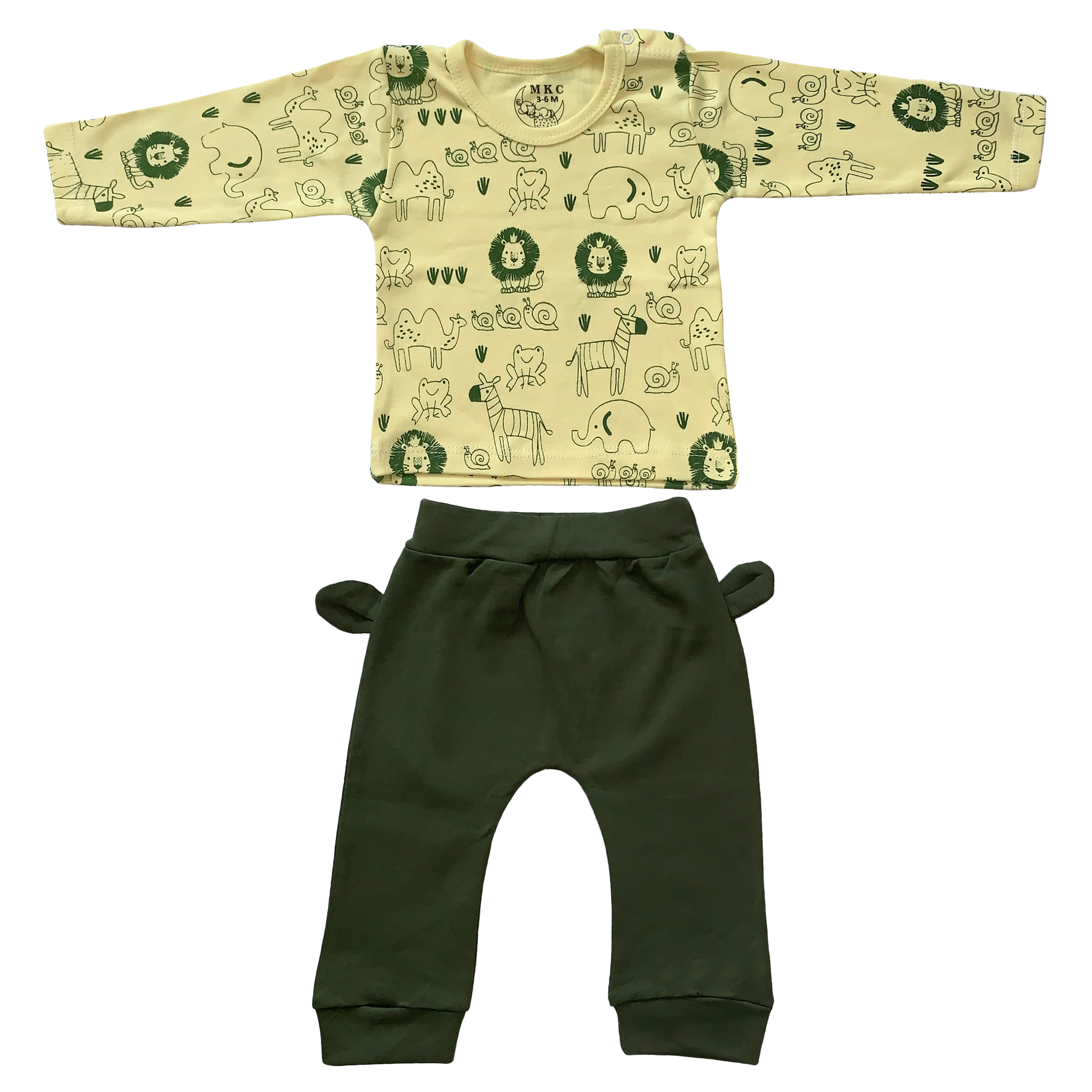 ست تی شرت و شلوار نوزادی طرح شیر کد FF-079