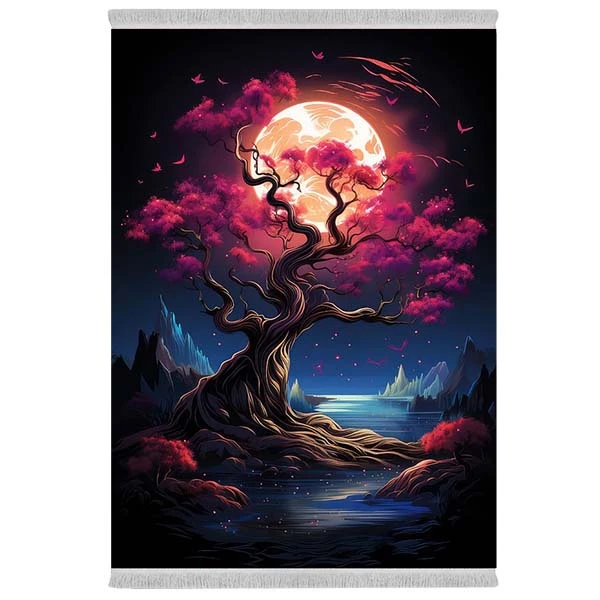 فرش پارچه‌ای دفه مدل فرشینه شانل مخمل طرح فانتزی کد 7288