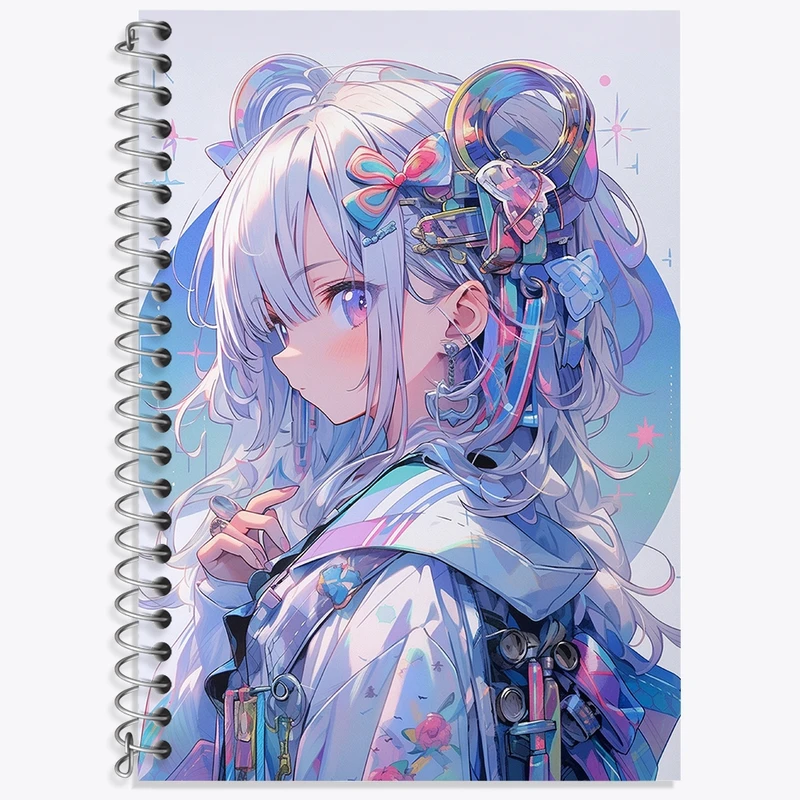 دفتر زبان 50 برگ خندالو مدل دو خط طرح دختر انیمه ای کد N1265