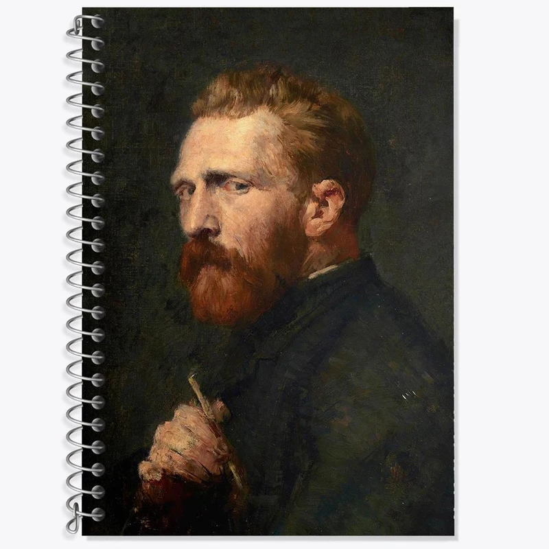 دفتر زبان 50 برگ خندالو مدل دو خط طرح سلف پرتره ونسان ونگوگ کد 25446