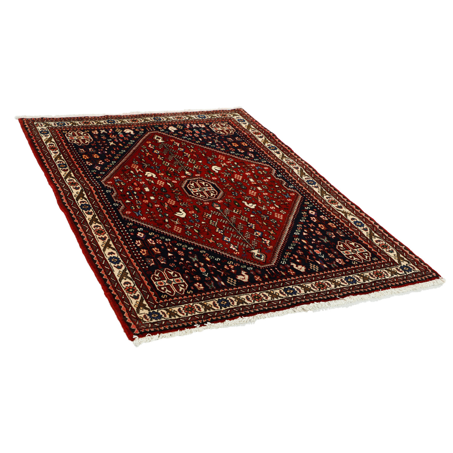 فرش دستبافت یک و نیم متری طرح قشقایی بافت آباده کد 580146 فرش دستبافت یک و نیم متری طرح قشقایی بافت آباده کد 580146