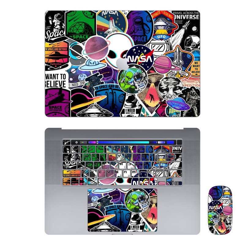 برچسب تزئینی اس ای گییرز مدل Space Sticker Bomb مناسب برای مک بوک پرو 16 اینچی به همراه برچسب کیبورد و ماوس برچسب تزئینی اس ای گییرز مدل Space Sticker Bomb مناسب برای مک بوک پرو 16 اینچی به همراه برچسب کیبورد و ماوس