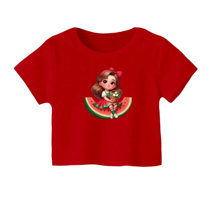 کراپ‌ تی‌شرت آستین کوتاه زنانه مدل دخترک یلدایی کد 01