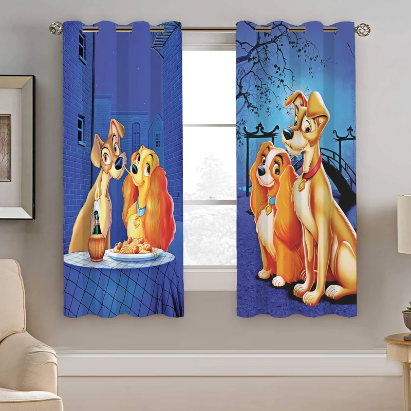 پرده نیروانا طرح انیمیشن لیدی و ترامپ کودک مدل مخمل کد 4781 سایز 140×200 سانتی متر