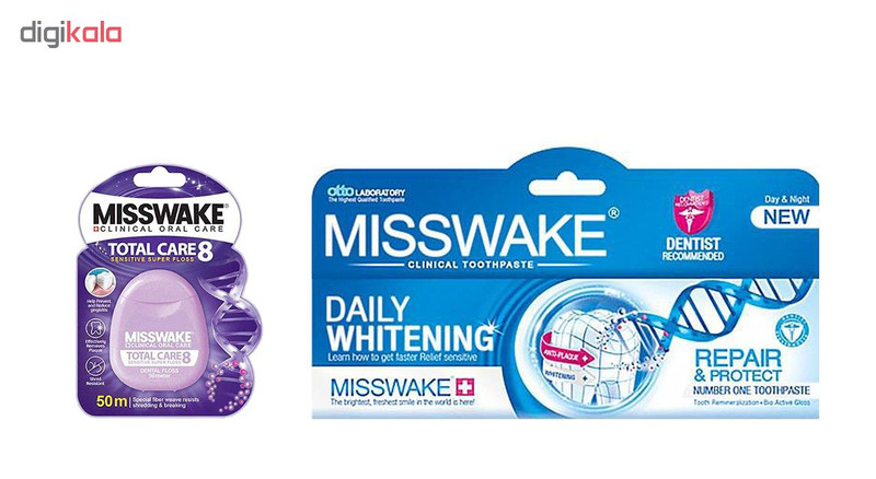 خمیر دندان میسویک مدل Daily Whitening حجم 10 میلی لیتر به همراه نخ دندان مدل total care8 خمیر دندان میسویک مدل Daily Whitening حجم 10 میلی لیتر به همراه نخ دندان مدل total care8