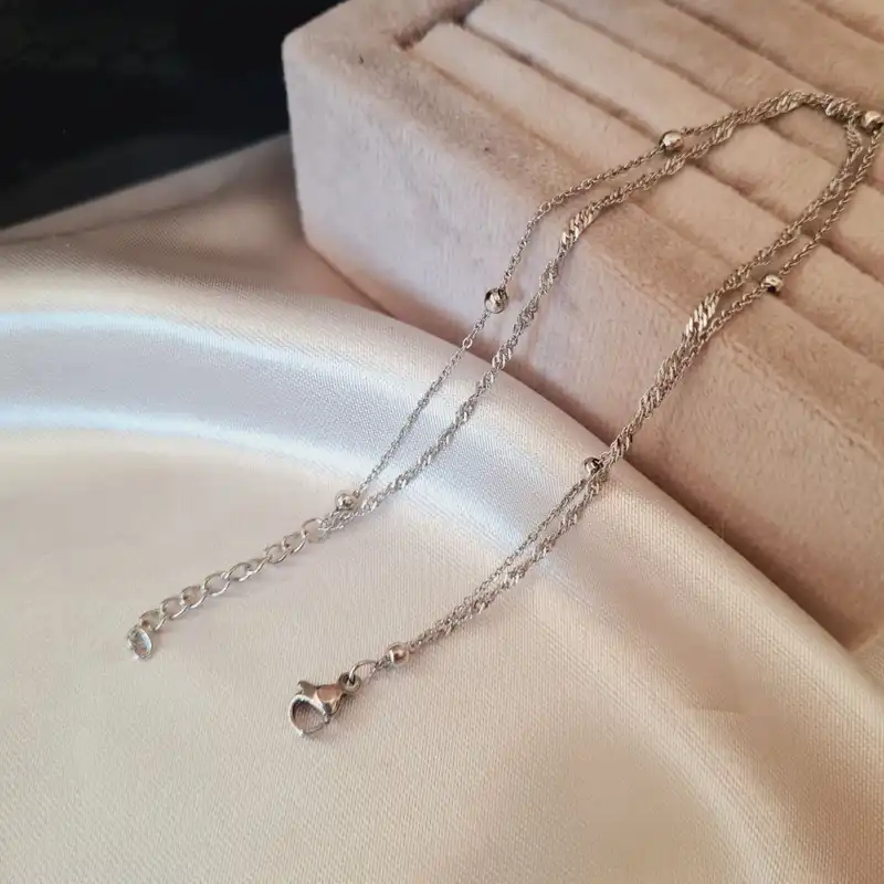 پابند زنانه استینلس استیل مدل دولاین پیچ توپی کد 162