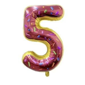 بادکنک فویلی مدل عدد پنج طرح شیرینی دونات کد 5112