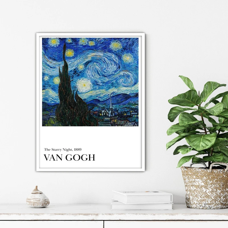 تابلو آتریسا طرح نقاشی کلاسیک ونگوگ مدرن مدل ATFHW55 فریم سفید