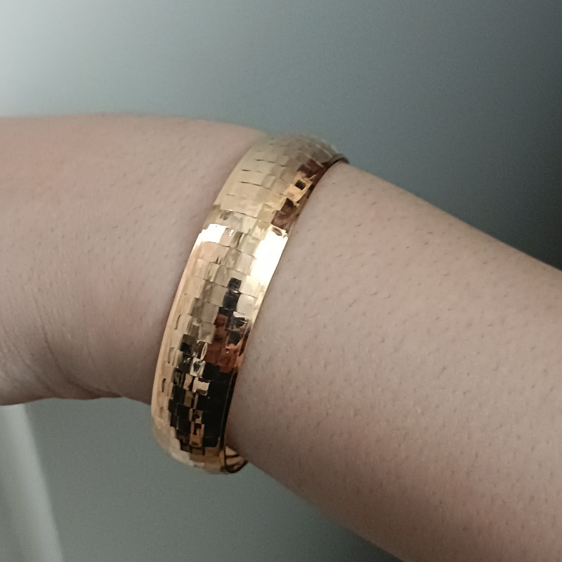 النگو طلا 18 عیار زنانه مدل تک پوش آینه ای مشبک نگاه s3