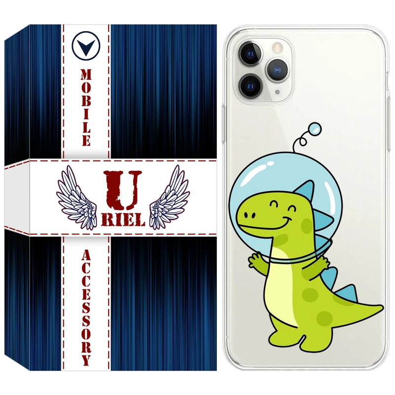 کاور یوریل مدل Clear کد 62 طرح دایناسور فضانورد مناسب برای گوشی موبایل اپل iPhone 11 Pro Max