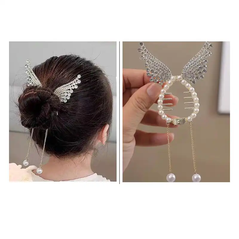 گیره مو زنانه مدل گوجه ای طرح بال فرشته کد 140206