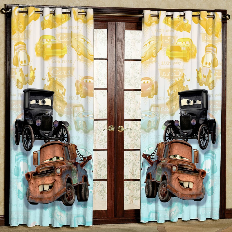 پرده مدل کارتون ماشین ها مخمل پانچی کد 1162L سایز 140x280 سانتی متر