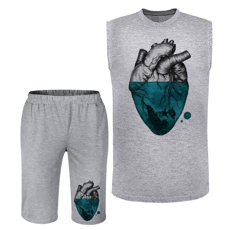 ست تاپ و شلوارک مردانه مدل قلب کد N394