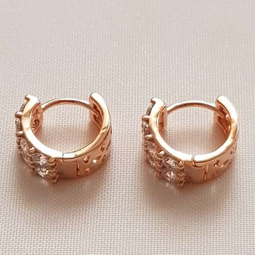 گوشواره زنانه ژوپینگ مدل حلقه ای نگین دار کد xp125
