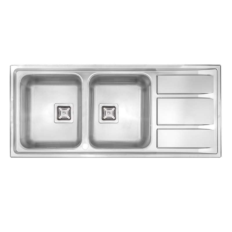 سینک ظرفشویی استیل روکار دو لگنه درسا لوازم خانگی آشپزخانه مدل 3212-120