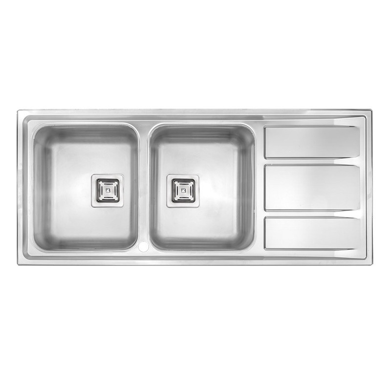 سینک ظرفشویی استیل روکار دو لگنه درسا لوازم خانگی آشپزخانه مدل 3212-120