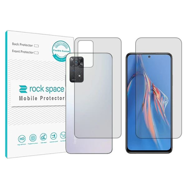 محافظ صفحه نمایش شفاف راک اسپیس مدل HyGEL مناسب برای گوشی موبایل شیائومی Redmi Note 11E Pro به همراه محافظ پشت
