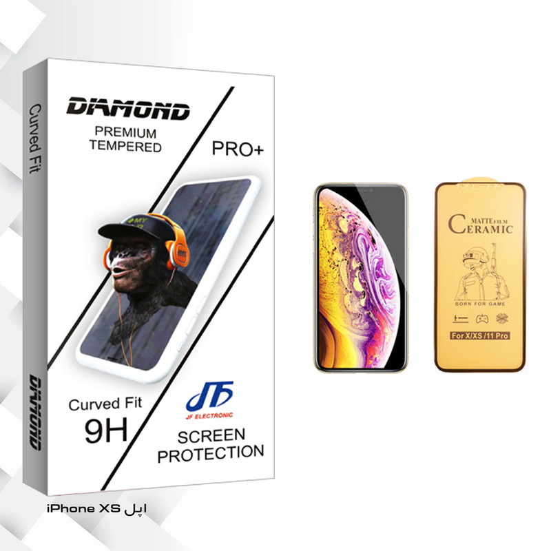 محافظ صفحه نمایش سرامیکی جی اف مدل Diamond glass مناسب برای گوشی موبایل اپل iPhone XS