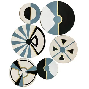 بشقاب دیوارکوب سفالی طرح مدرن کدA8 مجموعه ۶ عددی 