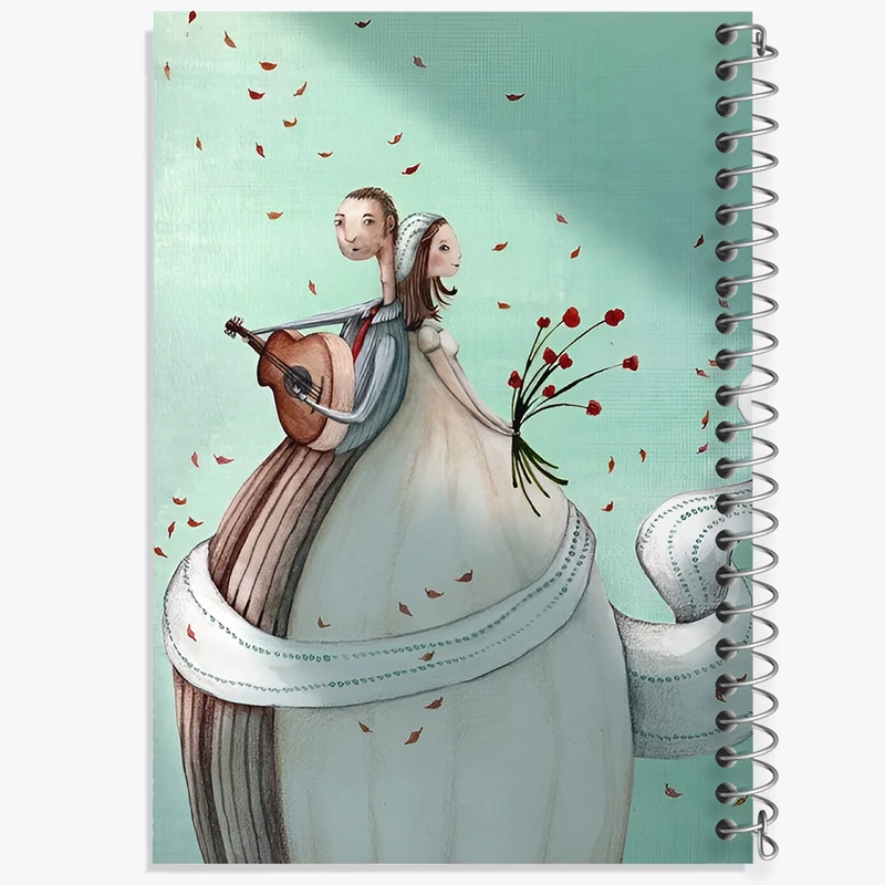 دفتر ژورنال نویسی 50 برگ خندالو مدل نقطه ای طرح عروس و داماد کد F7415