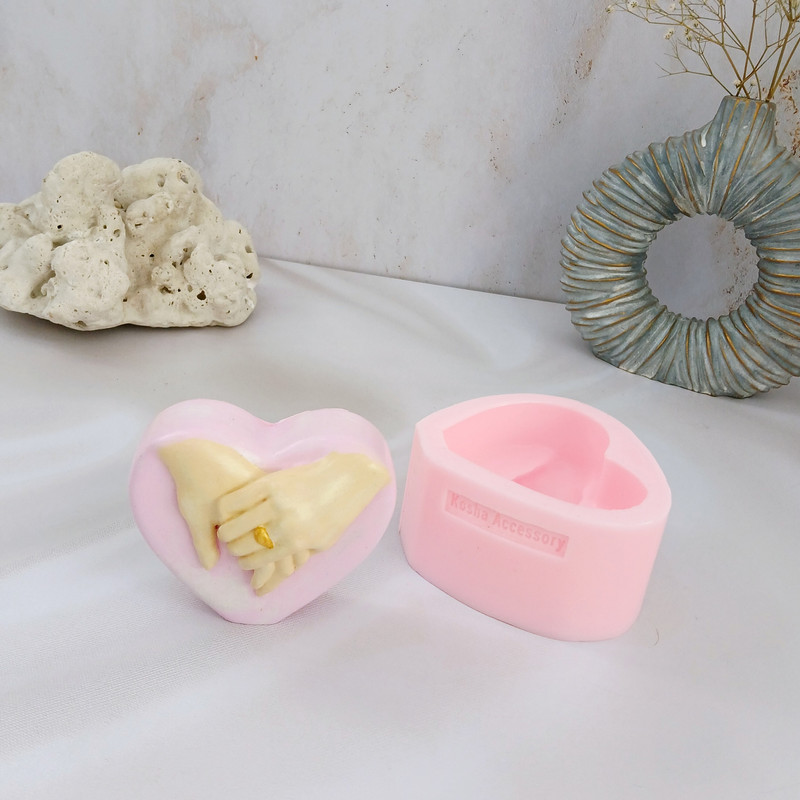 قالب شمع کوشا اکسسوری مدل قلب دست و حلقه