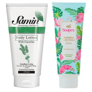 لوسیون بدن ثمین مدل اوسرین حجم 150 میلی لیتر به همراه لوسیون بدن سوپکس مدل Aloevera حجم 130 میلی لیتر