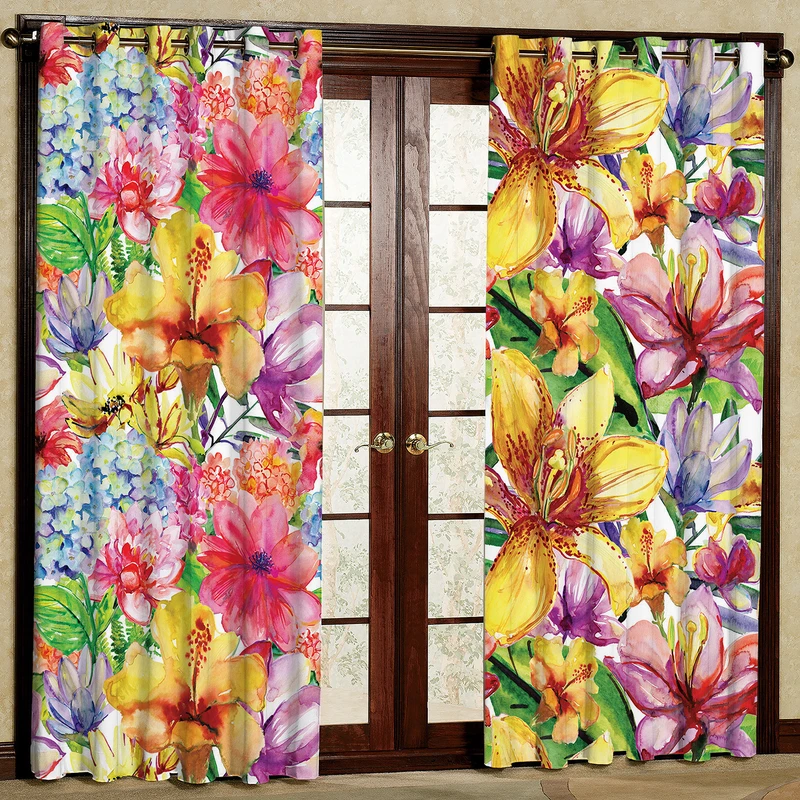 پرده مدل گل دار مخمل پانچی کد 433 سایز 140x280 سانتی متر