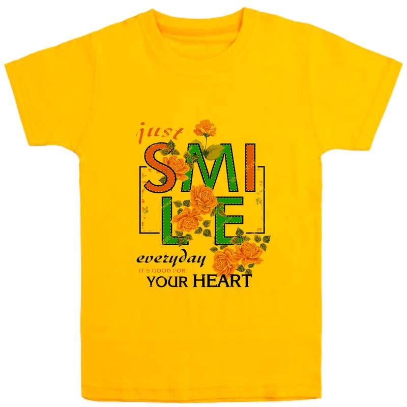 تی شرت آستین کوتاه دخترانه مدل D79 SMI رنگ زرد