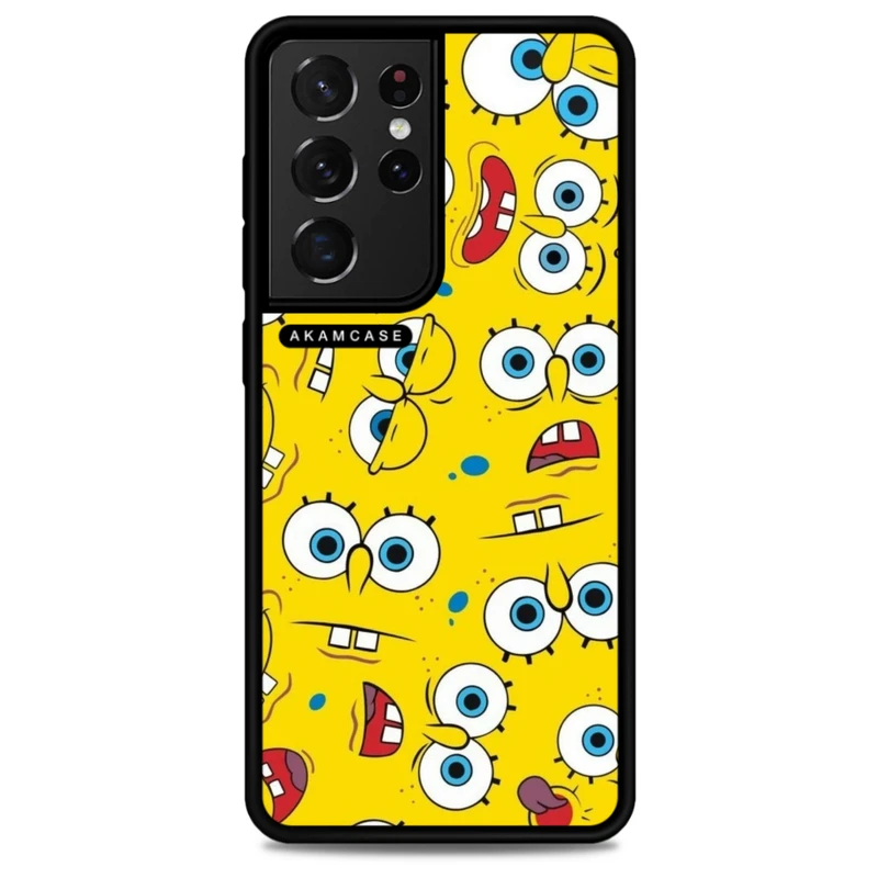 کاور آکام مدل AMC-WSGS21U-SPONGE BOB5 مناسب برای گوشی موبایل سامسونگ Galaxy S21 Ultra