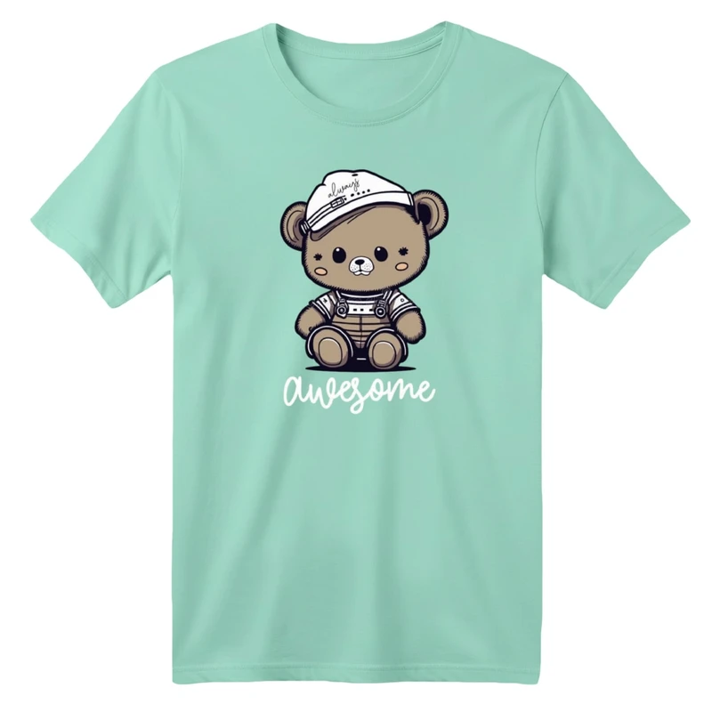 تی شرت آستین کوتاه بچگانه مدل خرس و کلاه