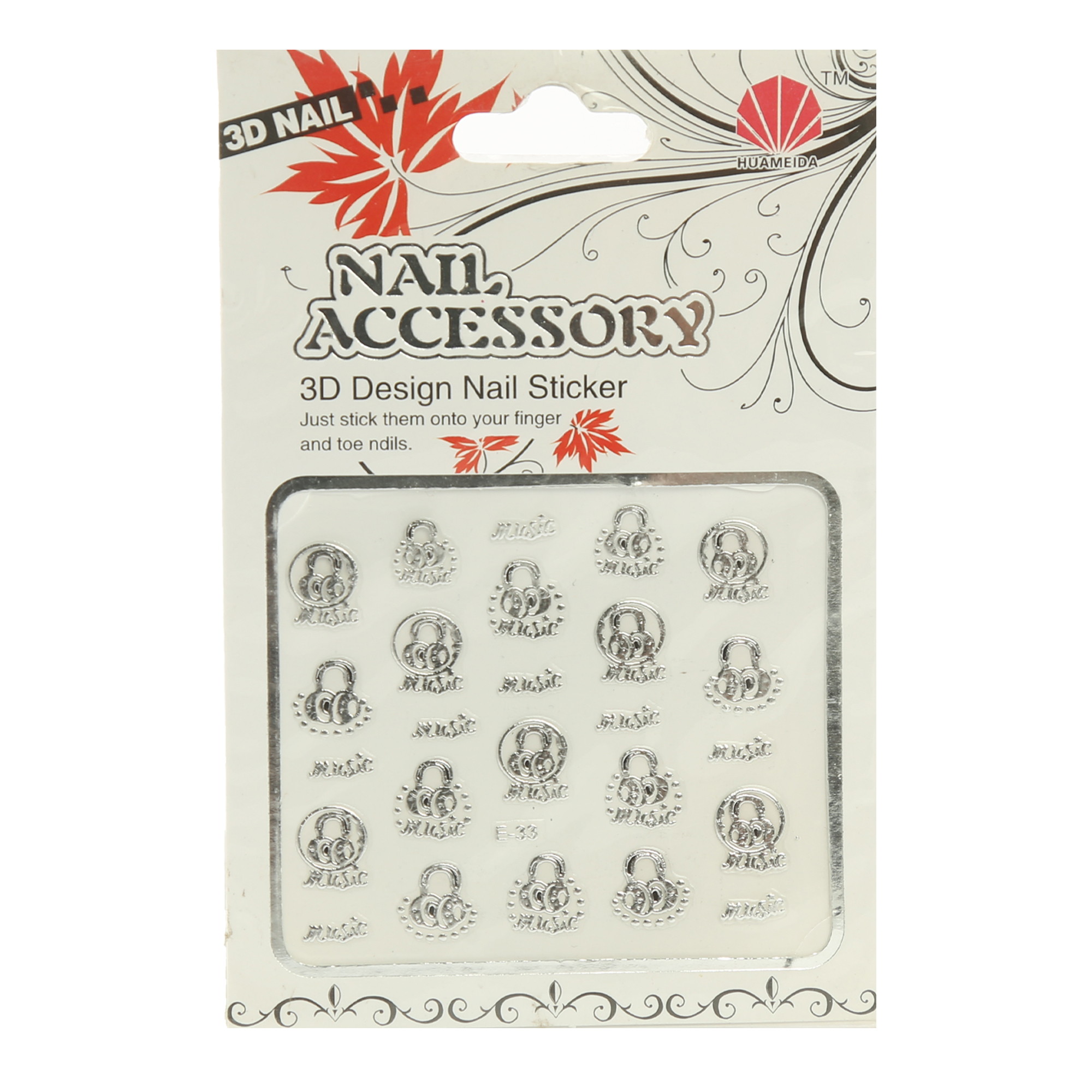 استیکر طراحی ناخن مدل هدفون کد E33