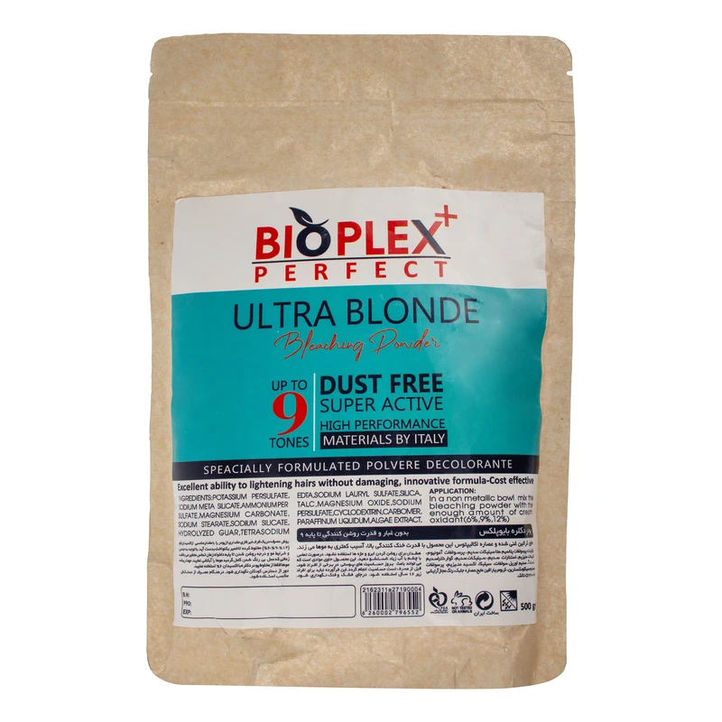 پودر بی رنگ کننده مو بیوپلکس مدل DustFree وزن 500 گرم حاوی کراتین و عصاره اکالیپتوس با قدرت خنک‌کنندگی بالا