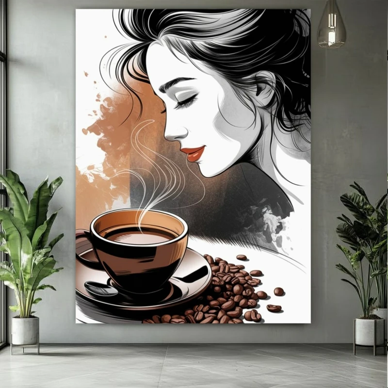 تابلو بوم طرح کافه استایل مدل فنجان قهوه کد FP106511