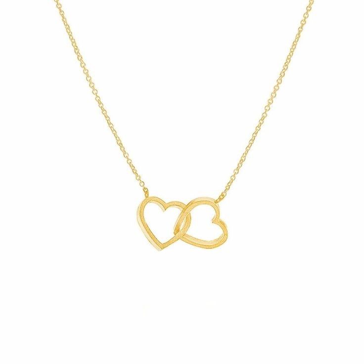 گردنبند طلا 18 عیار زنانه قیراط طرح دو قلب کد GH4857