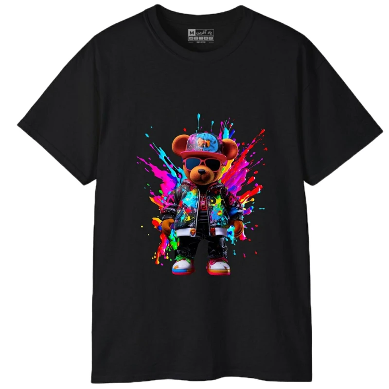 تی‌شرت آستین کوتاه مردانه پاد آفرین مدل خرس کارتونی کد 1796