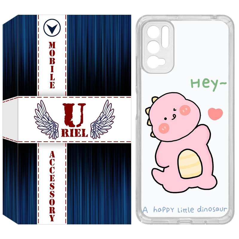کاور یوریل مدل Clear کد 26 طرح دایناسور صورتی مناسب برای گوشی موبایل شیائومی Redmi Note 10 5G / Note 11SE / Poco M3 Pro