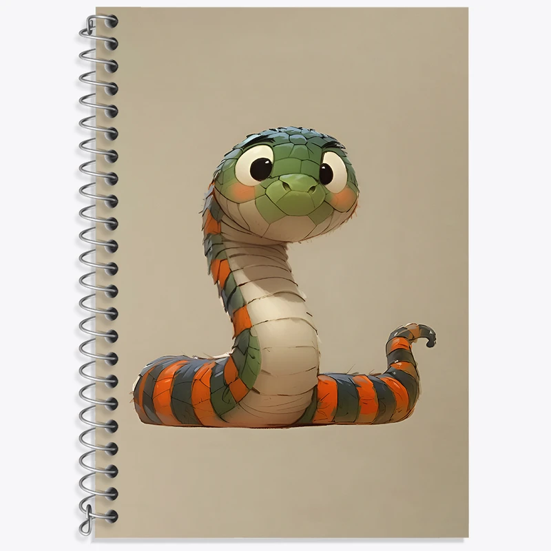 دفتر زبان 50 برگ خندالو مدل دو خط طرح مار بامزه کد N5496