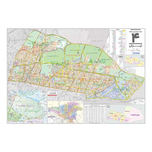 نقشه راهنمای منطقه ۴ تهران گیتاشناسی نوین کد ۱۳۰۴
