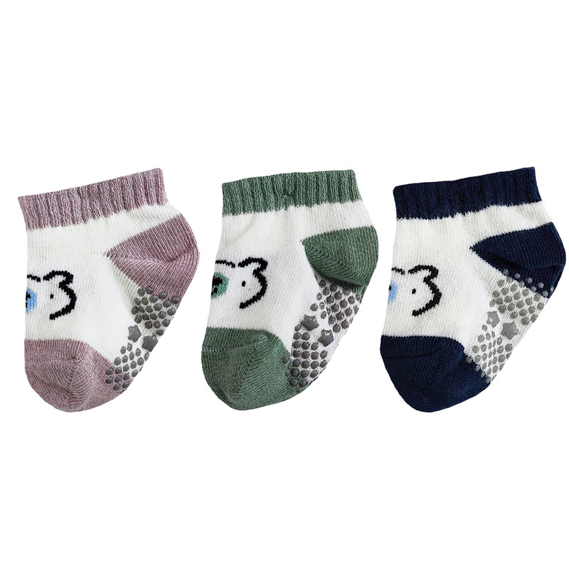 جوراب ساق کوتاه نوزادی مدل استپ دار کد 07 بسته 3 عددی