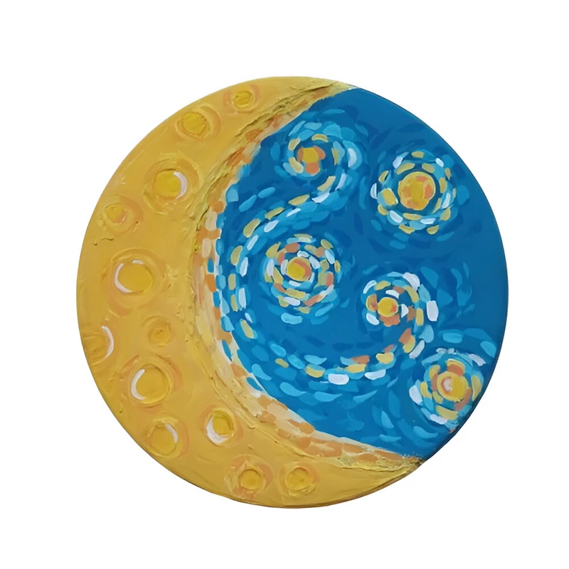 بشقاب دیوار کوب سفالی طرح شب پر ستاره کد d002