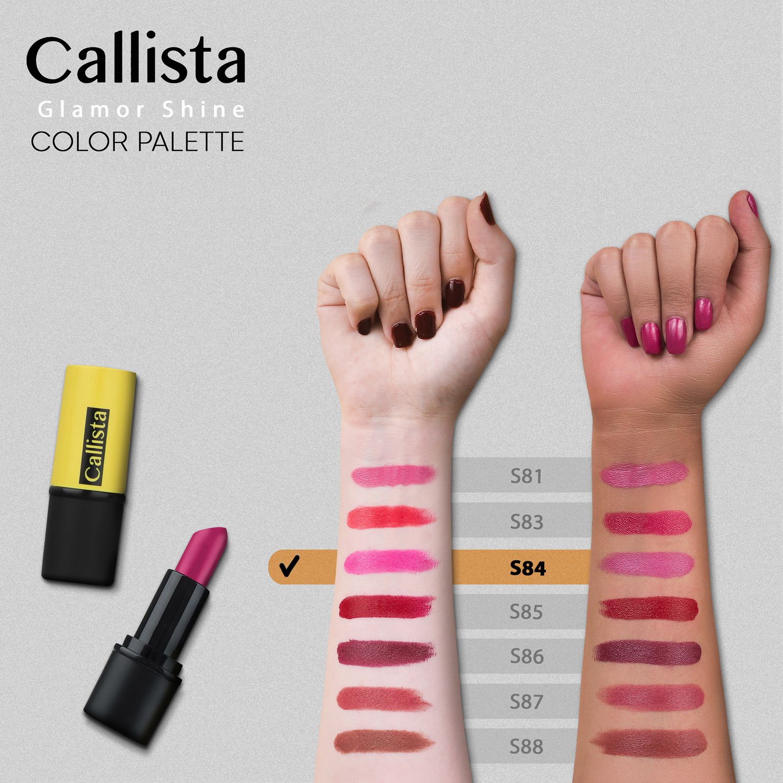 رژ لب جامد کالیستا مدل Glamor Shine شماره S84 -  - 2