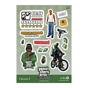 استیکر لپ تاپ و موبایل پیله طرح جی تی ای سان آندریاس مدل GTA کد SP7 مجموعه 13 عددی
