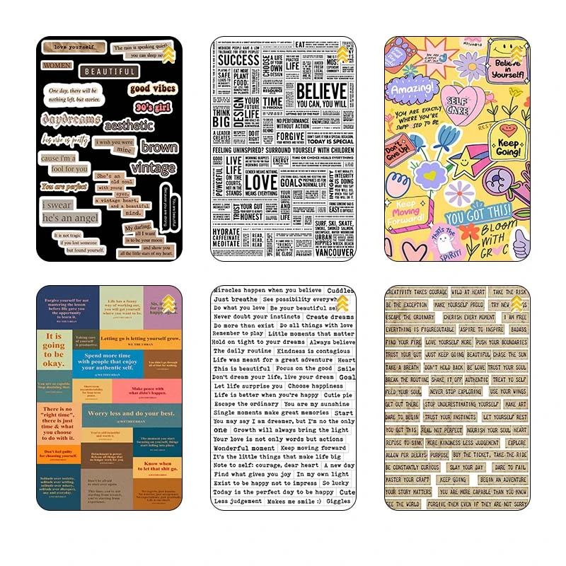 استيکر کارت کارنيکا طرح متون انگلیسی English word کد 23551 مجموعه 6 عددی