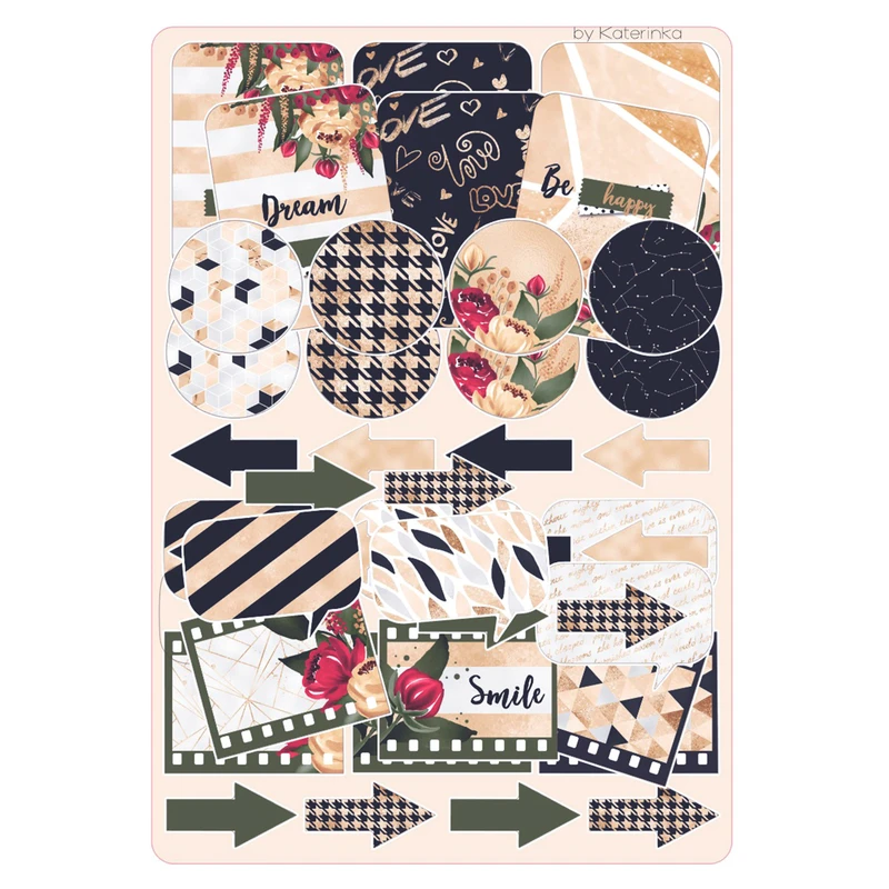 برچسب کاترینکا طرح برش خورده بولت ژورنال مدل Be happy بسته 42 عددی