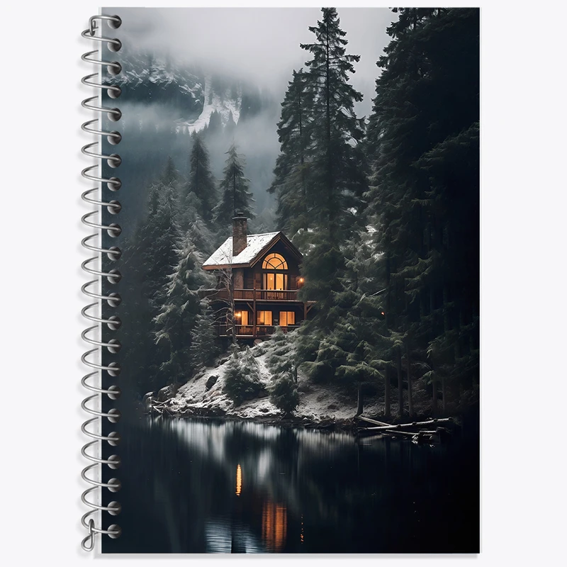 دفتر زبان 50 برگ خندالو مدل سه خط طرح منظره ی برفی کد F7345