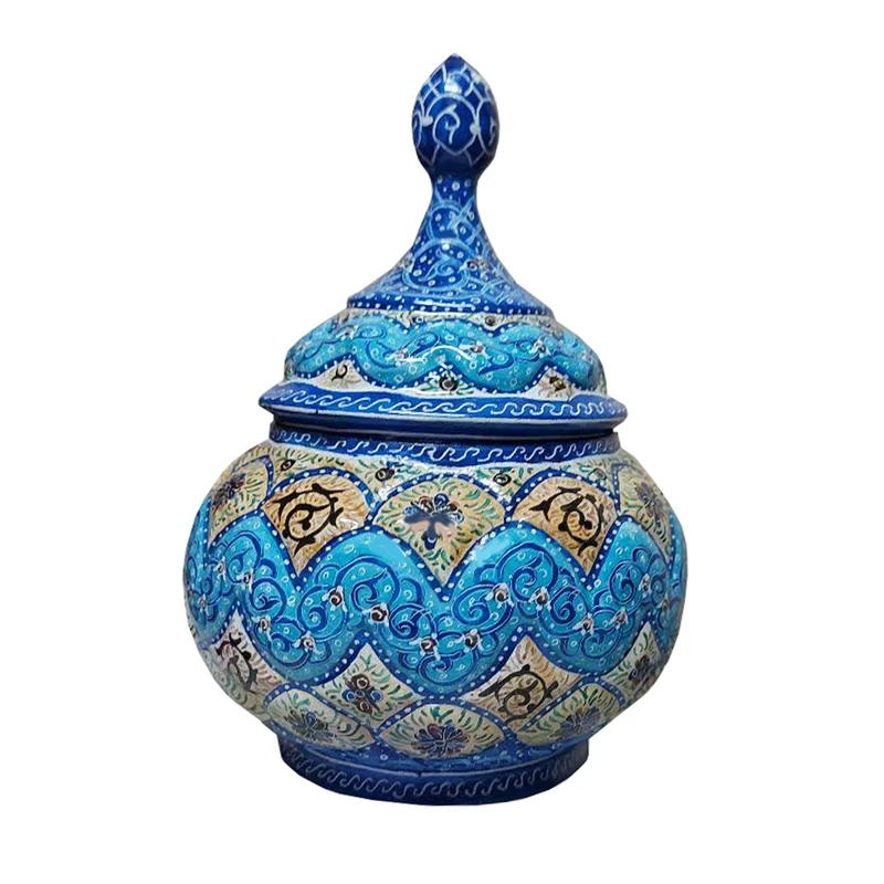 قندان میناکاری مسی مدل اسلیمی ختایی کد 68932